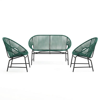Nusa Outdoor and 3 Piece Teal Wicker Set