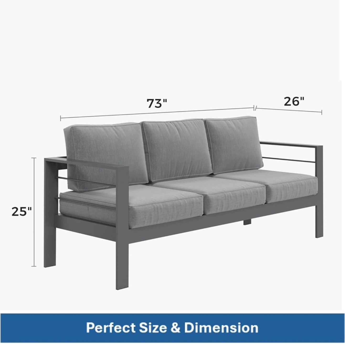 All Weather Patio Sofa and Plush Seat Cushions