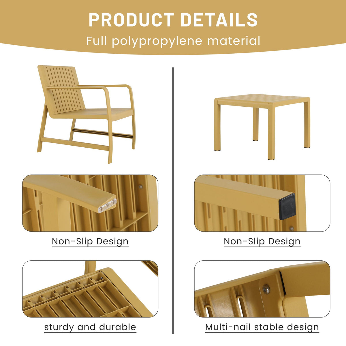 Waterproof two-piece orange outdoor patio set from HouseOfZazla: chair and table on Tampa Home & Garden Store