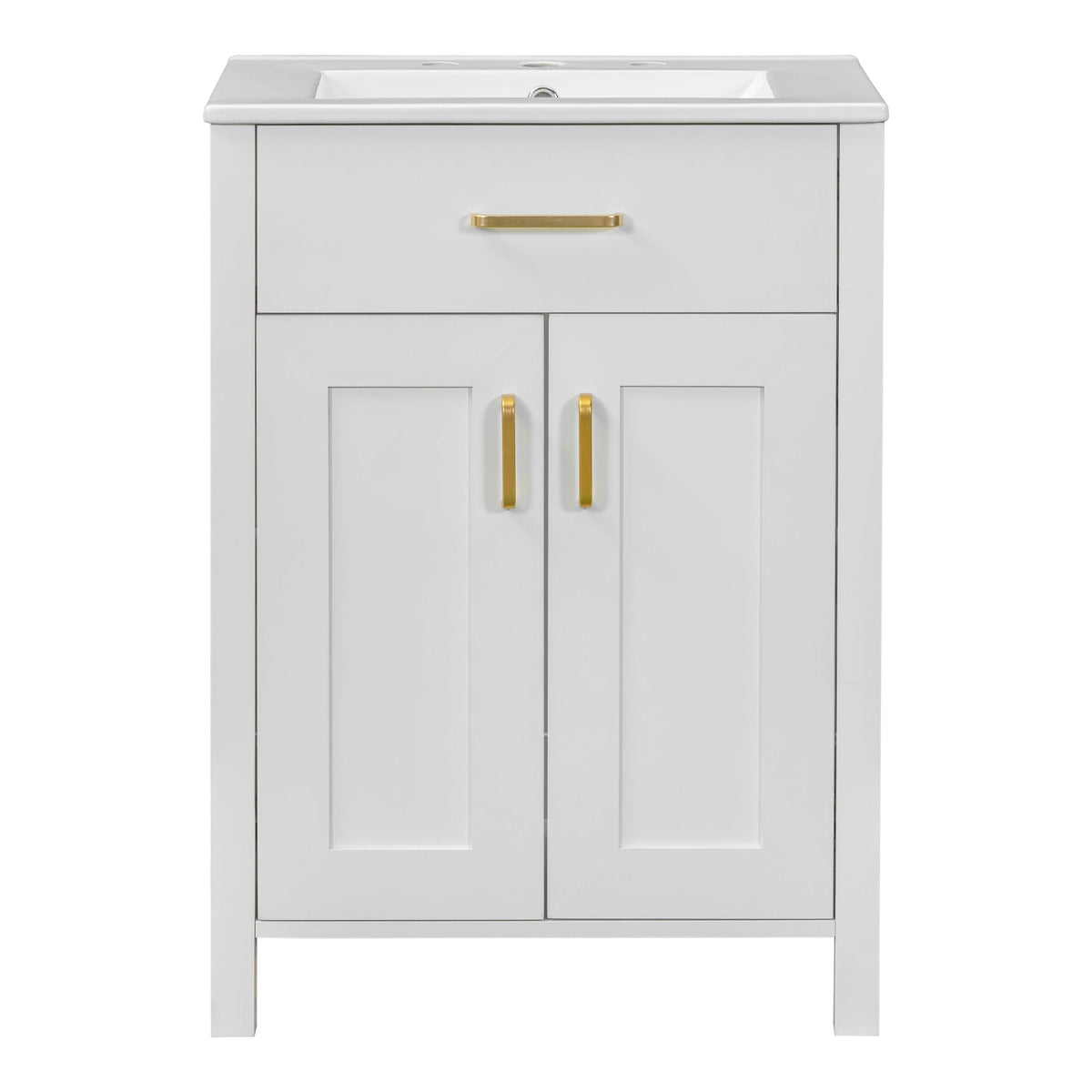 Modern bathroom vanity with soft-close cabinet, white finish and gold hardware by HouseOfZazla on Tampa Home & Garden Store