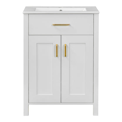 Modern bathroom vanity with soft-close cabinet, white finish and gold hardware by HouseOfZazla on Tampa Home & Garden Store