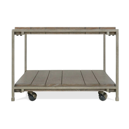 Corbeta 3-piece metal frame wood coffee table and two chairside tables set aged graphite brown on Tampa Home & Garden Store