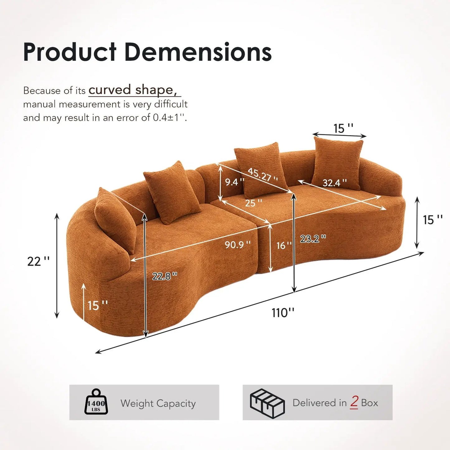 4 Seater Fabric Sofa With Sleeper For Living Room