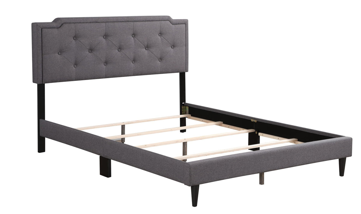 Button tufted gray upholstered bed frame with black legs by HouseOfZazla on Tampa Home & Garden Store