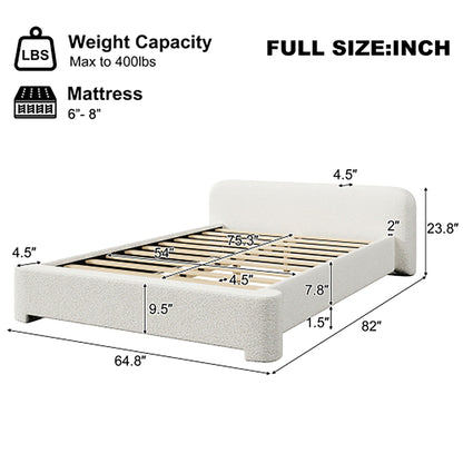 Cozy Bouce Upholstered Bed, light-gray fabric with slatted foundation, 82in L x 64.8in W on Tampa Home & Garden Store