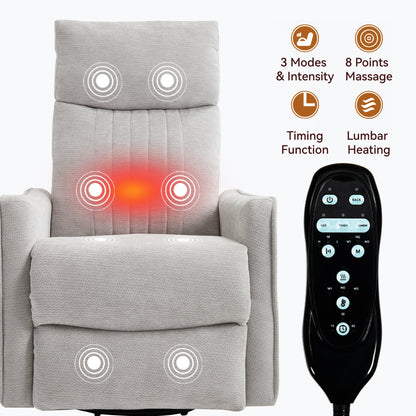 Comfortmax gray fabric swivel recliner by HouseOfZazla with 8-point massage and lumbar heat on Tampa Home & Garden Store