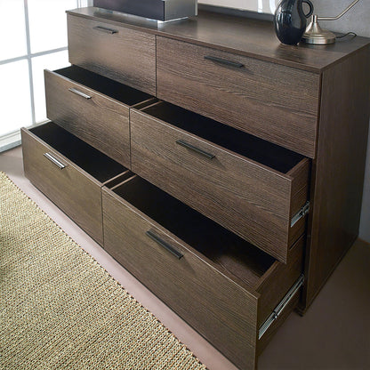 3 Drawer Modular Jumbo Chest in dark brown wood finish by HouseOfZazla accent chest with open drawers on Tampa Home & Garden Store