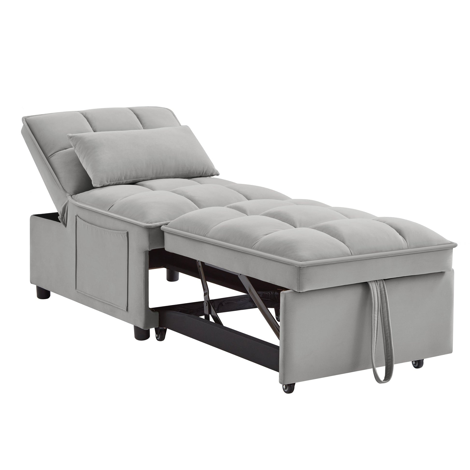 4 in 1 Multi-Function Single Sofa Bed with Storage Pockets Gray by HouseOfZazla on Tampa Home & Garden Store