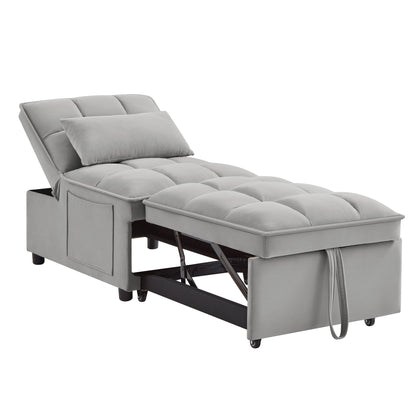 4 in 1 Multi-Function Single Sofa Bed with Storage Pockets Gray by HouseOfZazla on Tampa Home & Garden Store