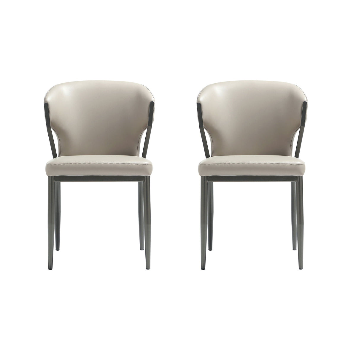 Kirsten Dining Chair Set of 2 with taupe faux leather upholstery and black metal legs on Tampa Home & Garden Store