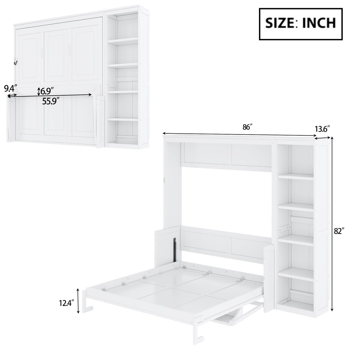 Sturdy Murphy Bed With Desk and Bookshelf