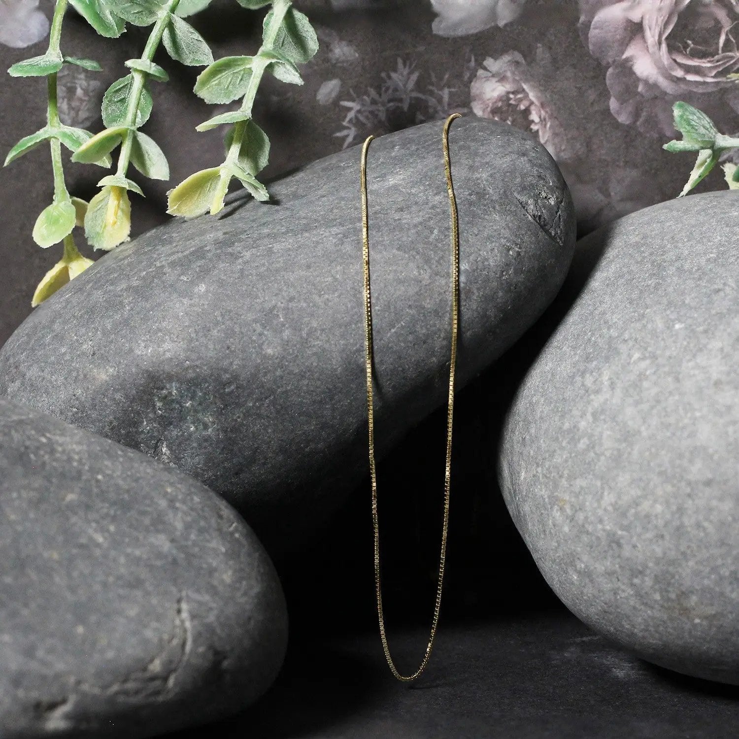 14k yellow gold classic box chain necklace 0.6mm by Bids.com on Tampa Home & Garden Store