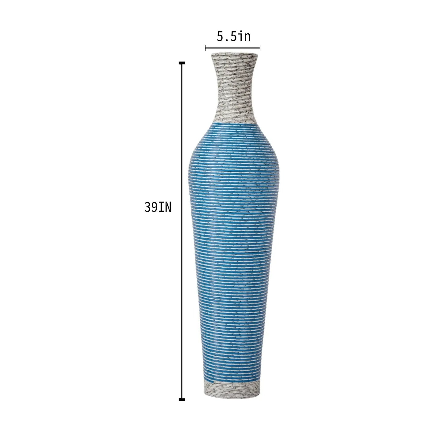 Classic And Neat Floor Vase with blue stripes and beige neck by Unique Piece Furniture on Tampa Home & Garden Store