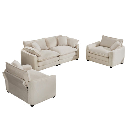 HouseOfZazla beige oversized 3-piece sectional sofa set with deep seats and modular layout on Tampa Home & Garden Store