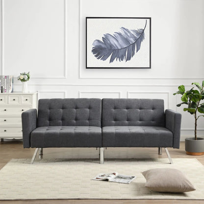 Futon sofa bed convertible in dark gray fabric with armrests Unique Piece Furniture on Tampa Home & Garden Store