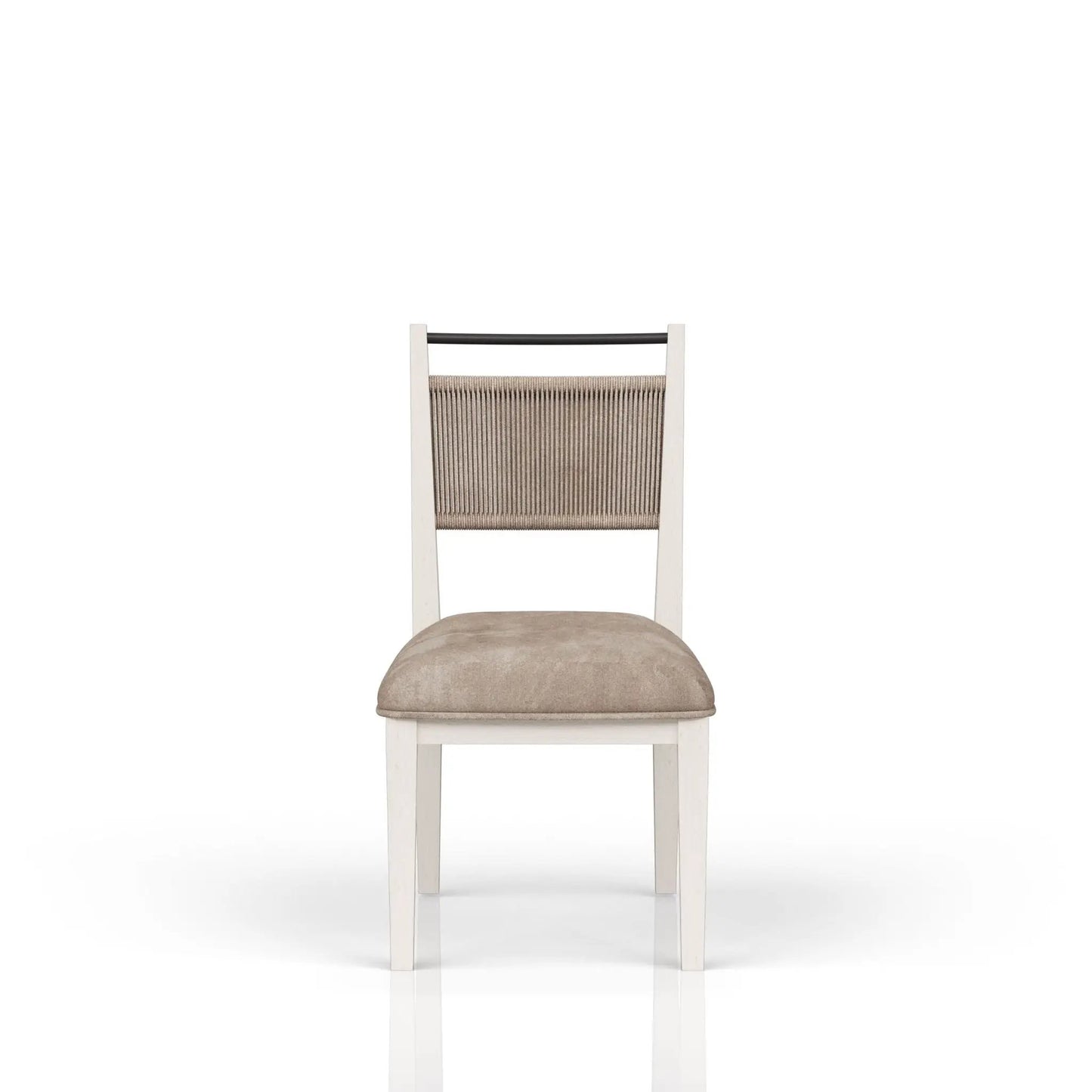 Rope Back Chair in Beige and Carmel Wood