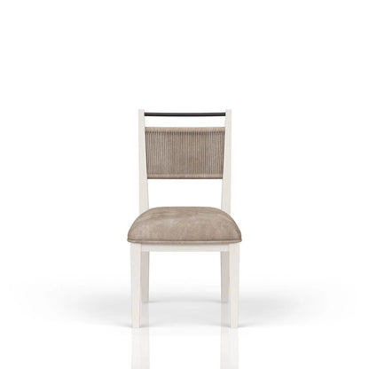 Rope Back Chair in Beige and Carmel Wood