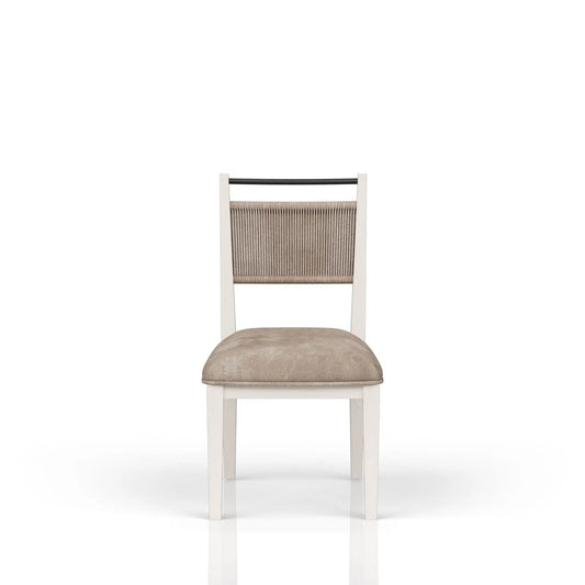 Rope Back Chair beige/carmel with woven rope back and padded beige seat, white legs on Tampa Home & Garden Store