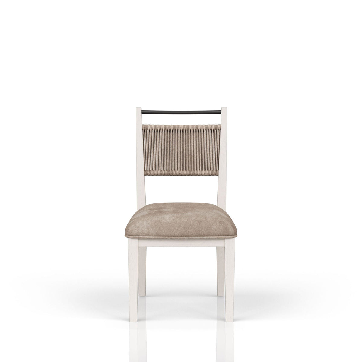 Rope-back dining chair with a light solid wood frame and beige cushioned seat on Tampa Home & Garden Store
