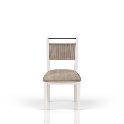 Rope-back dining chair with a light solid wood frame and beige cushioned seat on Tampa Home & Garden Store