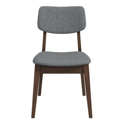 Solid Back Side Chair Set in grey fabric with dark wood legs by HouseOfZazla on Tampa Home & Garden Store