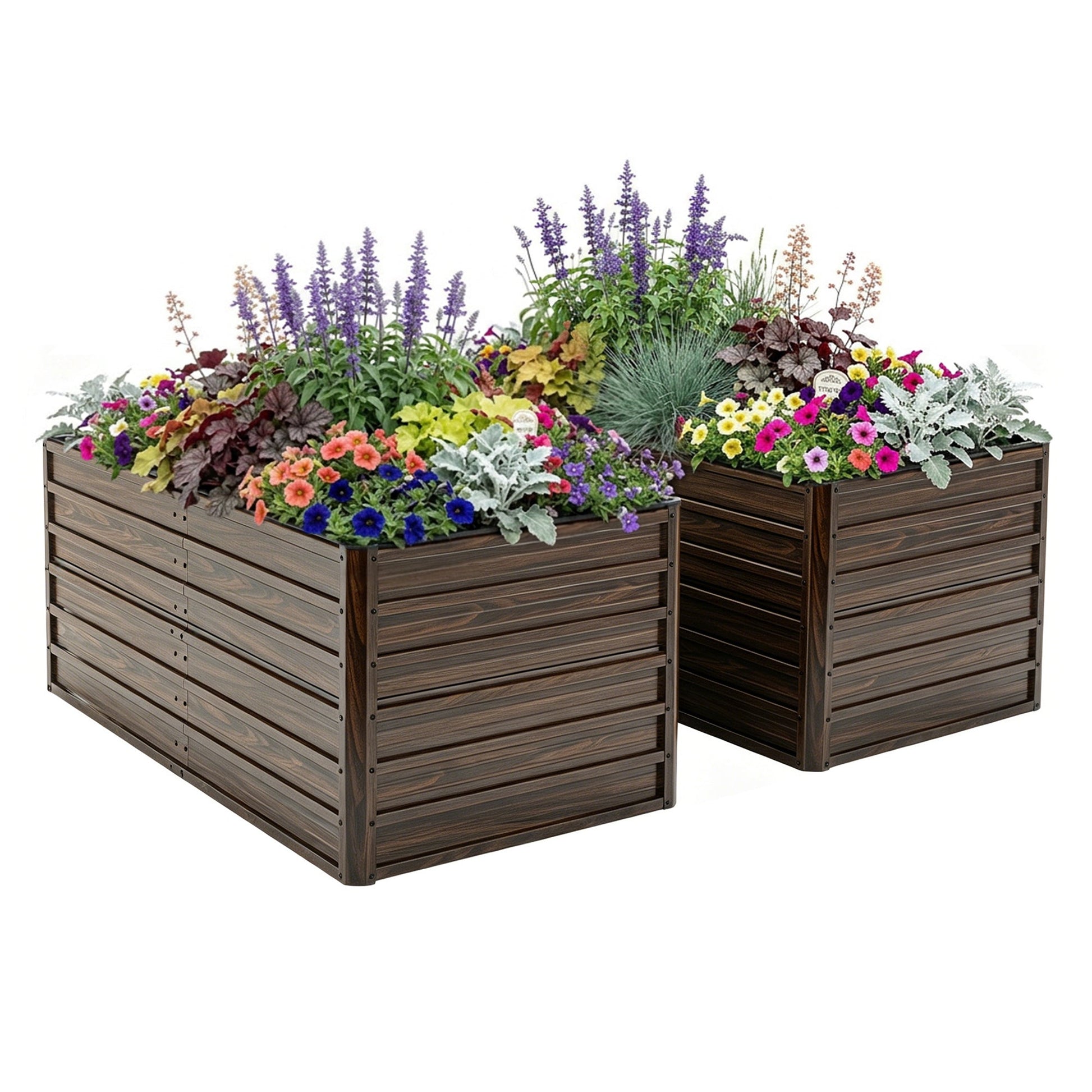 Raised garden bed kit 2-pack wooden with colorful flowers on Tampa Home & Garden Store