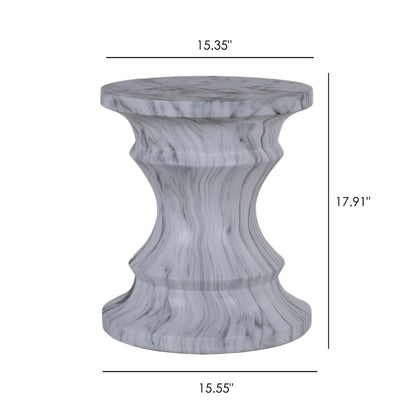 Geometric Faux Marble Round Table and Stand