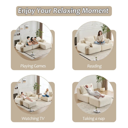 Two-piece living room set Compressed Sofa by Unique Piece Furniture in beige fabric, lifestyle on Tampa Home & Garden Store