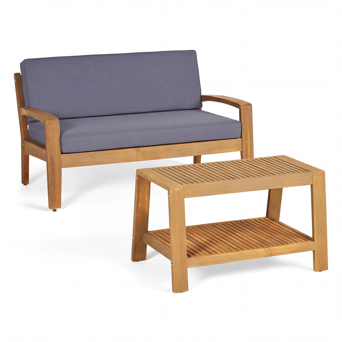 2-Piece Conversation Set Loveseat & Coffee Table with water-resistant cushions, wood frame on Tampa Home & Garden Store