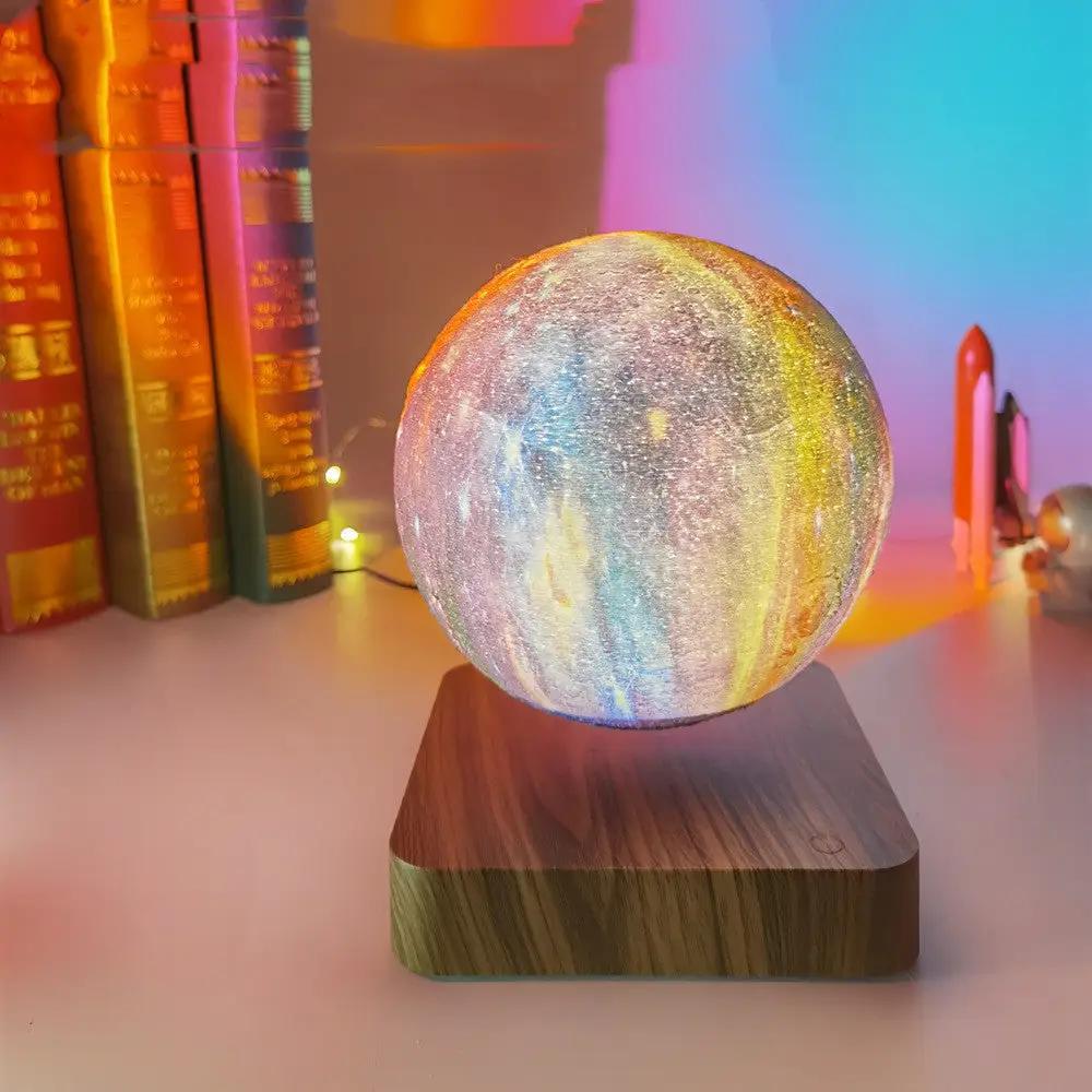Magnetic levitation galaxy light sphere with multicolor glow on wooden base by FLIPSTYLEZLLC on Tampa Home & Garden Store