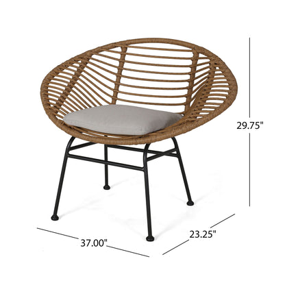 Cordella outdoor wicker chairs set of 2 with gray cushions and black legs on Tampa Home & Garden Store