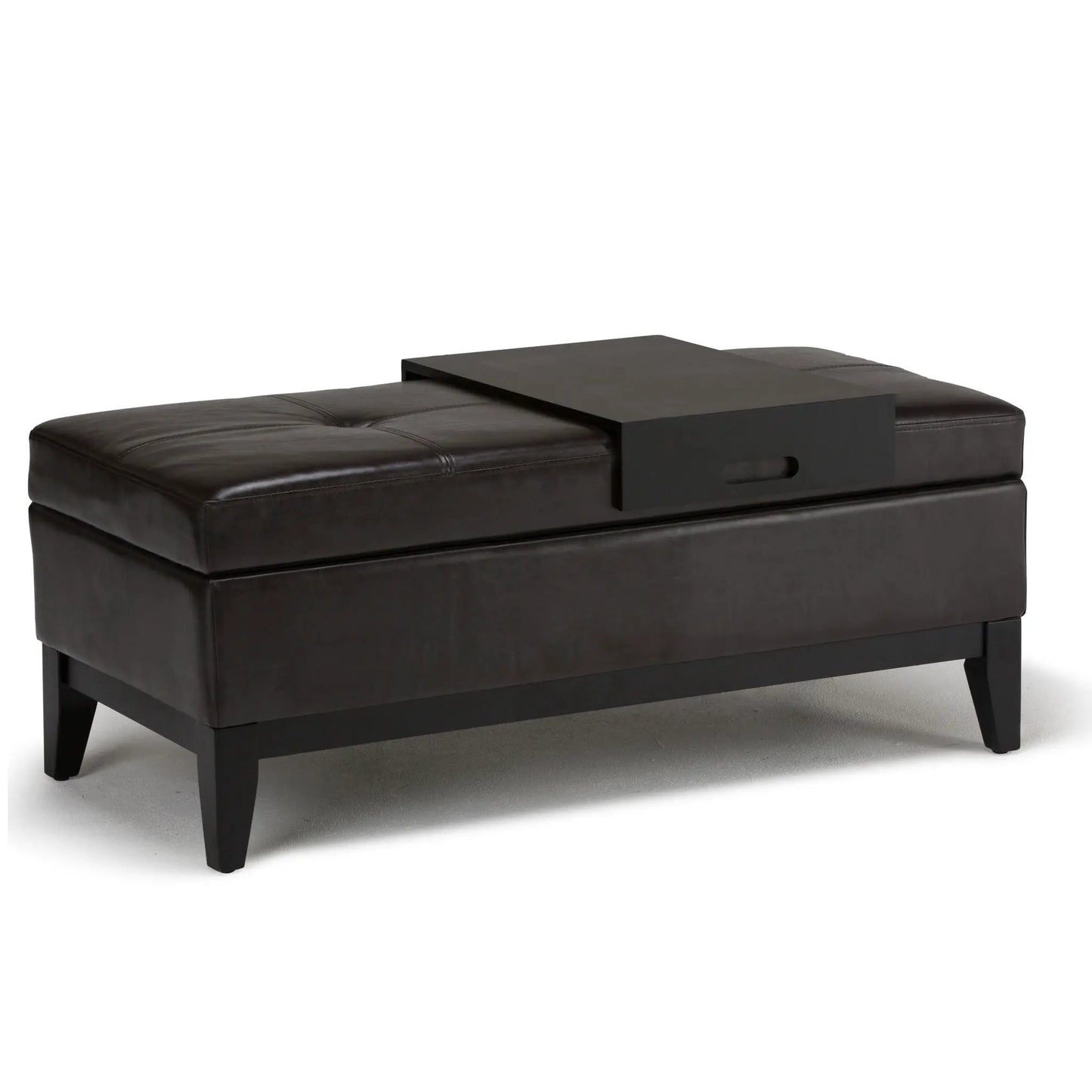 Oregon contemporary storage ottoman bench with tray dark brown leather Unique Piece Furniture on Tampa Home & Garden Store