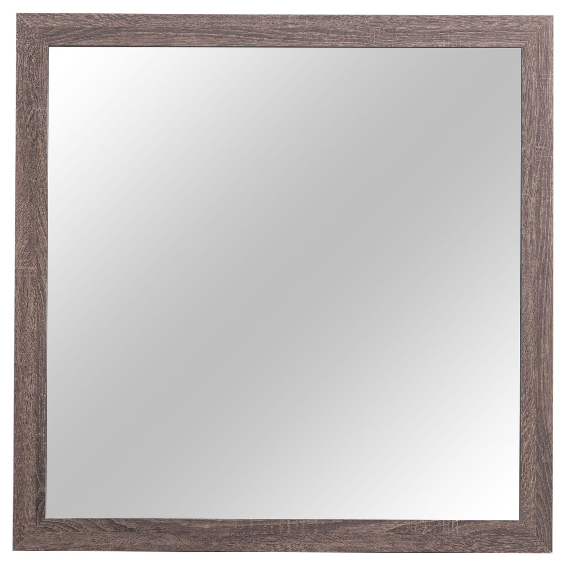 Geary slatted headboard panel bedroom set framed mirror in brown wood on Tampa Home & Garden Store