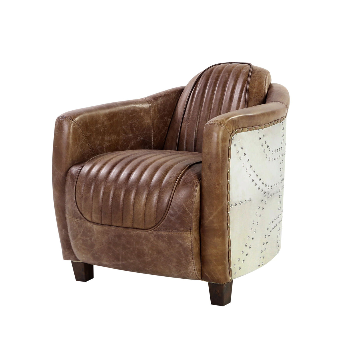 Grain leather arm chair with high back support in brown by HouseOfZazla on Tampa Home & Garden Store