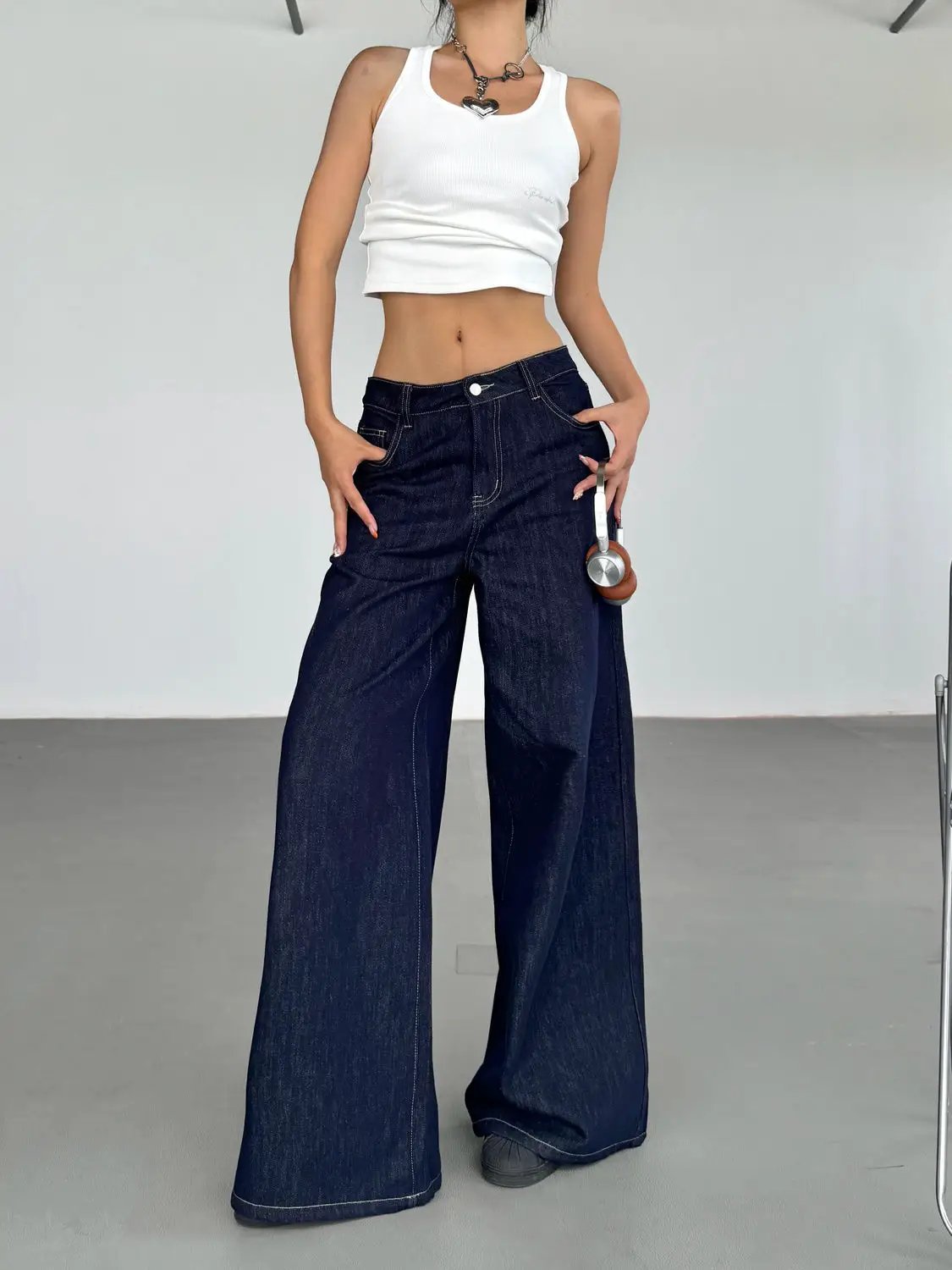Fashion American Retro Wide Leg Jeans for Women by FLIPSTYLEZLLC denim, high-waisted on Tampa Home & Garden Store