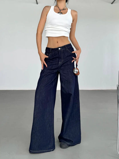 Fashion American Retro Wide Leg Jeans for Women by FLIPSTYLEZLLC denim, high-waisted on Tampa Home & Garden Store