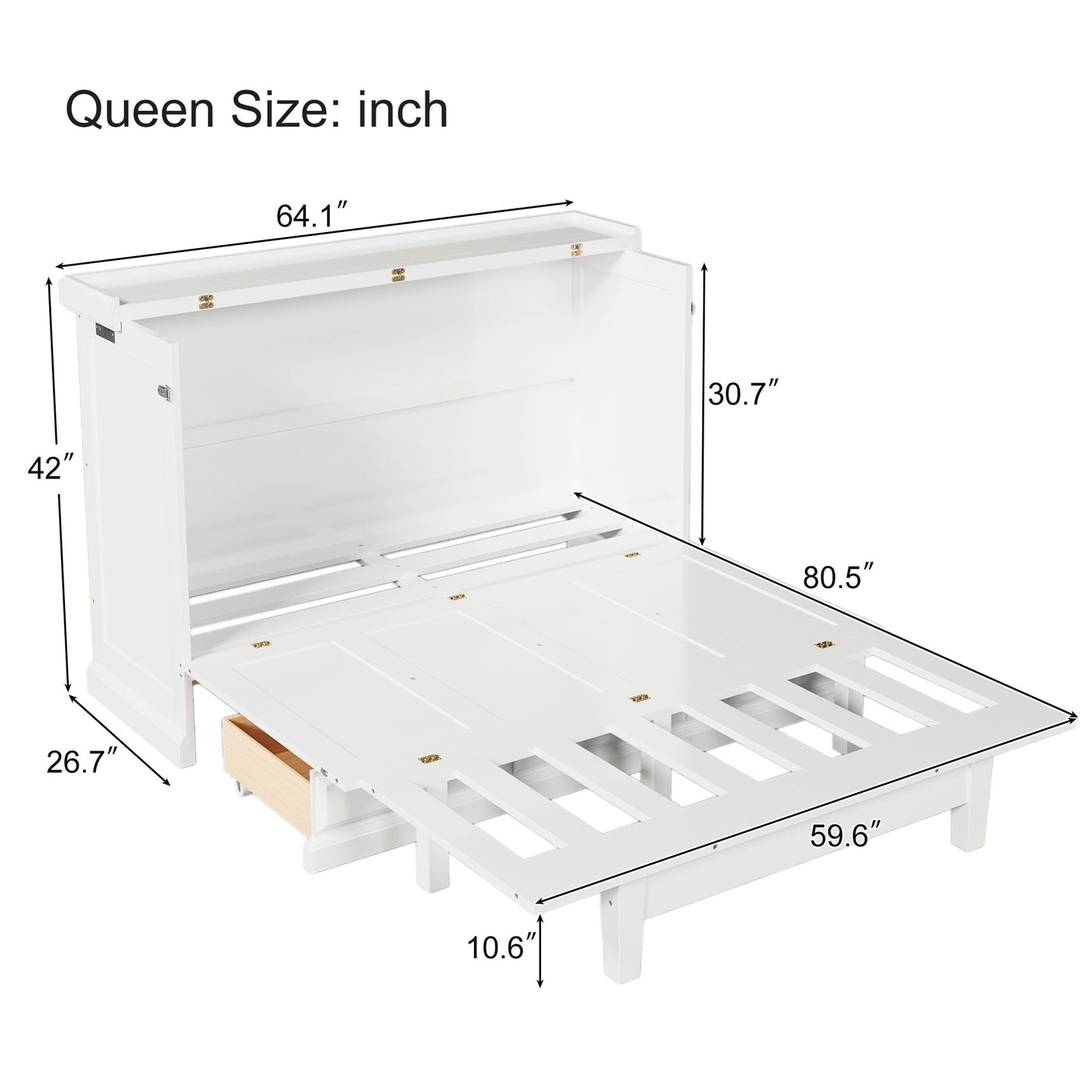 Murphy bed cabinet in white pine with charging station and storage drawer HouseOfZazla on Tampa Home & Garden Store