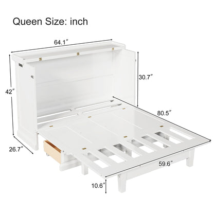 Murphy bed cabinet in white pine with charging station and storage drawer HouseOfZazla on Tampa Home & Garden Store
