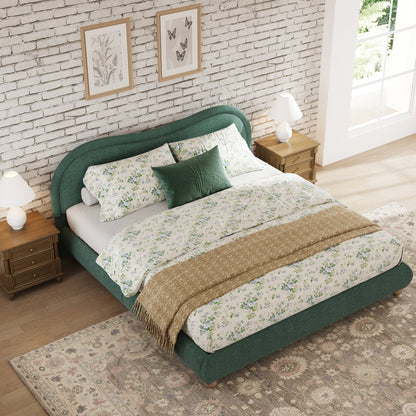 King Upholstered Platform Bed And Oak Legs