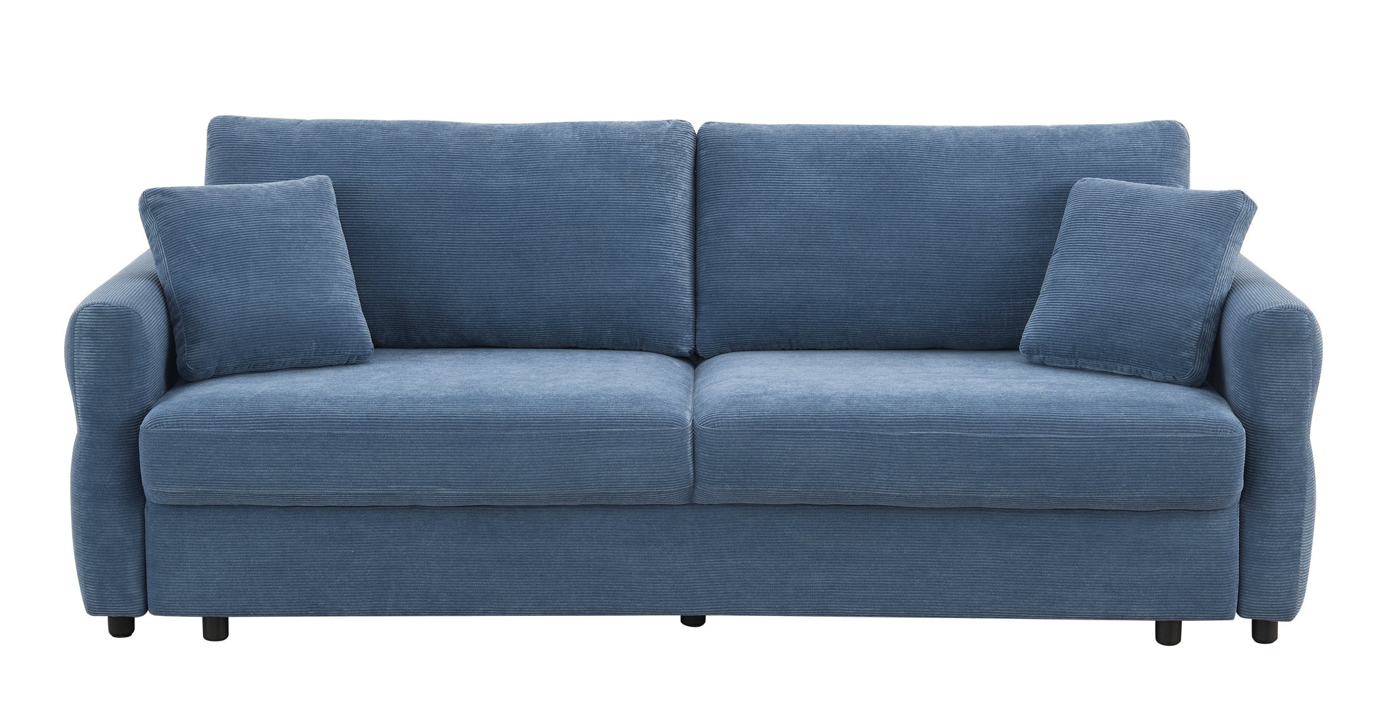 Haran Fabric Pull-Out Sleeper with Storage blue corduroy sofa with back cushions on Tampa Home & Garden Store