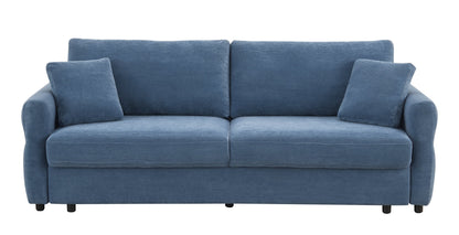 Haran Fabric Pull-Out Sleeper with Storage blue corduroy sofa with back cushions on Tampa Home & Garden Store