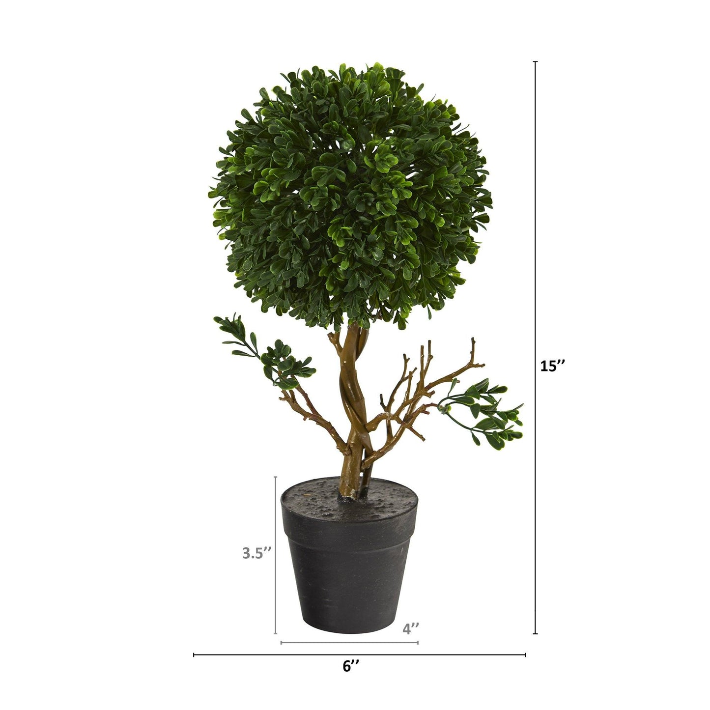 15” Boxwood Topiary Artificial Tree UV Resistant (Indoor/Outdoor) - Tampa Home & Garden Store