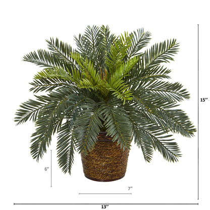15” Cycas Artificial Plant in Basket - Tampa Home & Garden Store