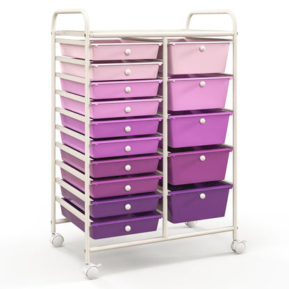 15-Drawer Utility Rolling Organizer Cart Multi-Use Storage-Black