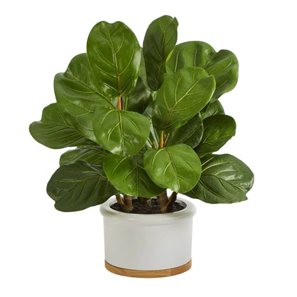 15” Fiddle Leaf Artificial Tree in White Planter - Tampa Home & Garden Store