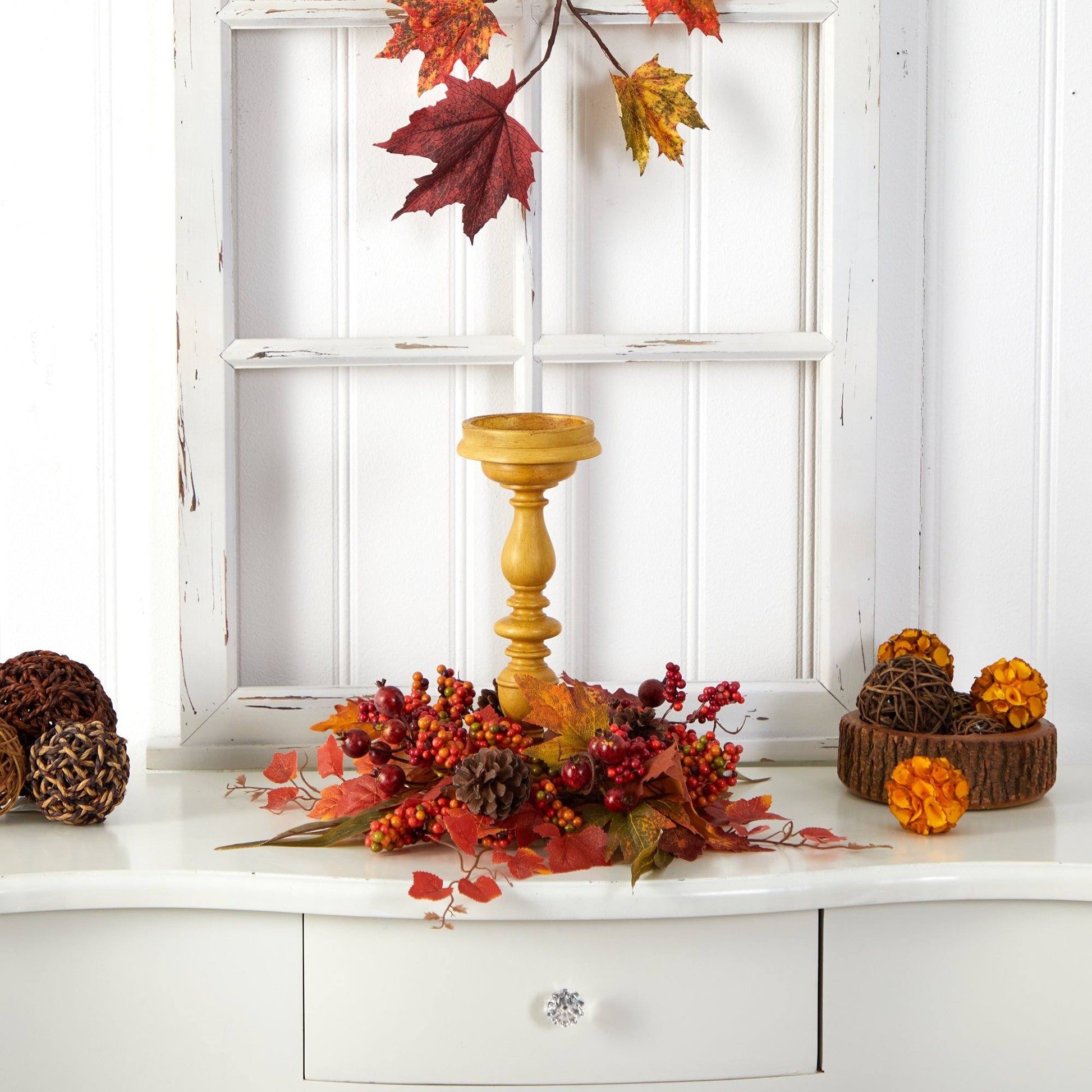 15” Harvest Fall Artificial Candelabrum Arrangement - Tampa Home & Garden Store