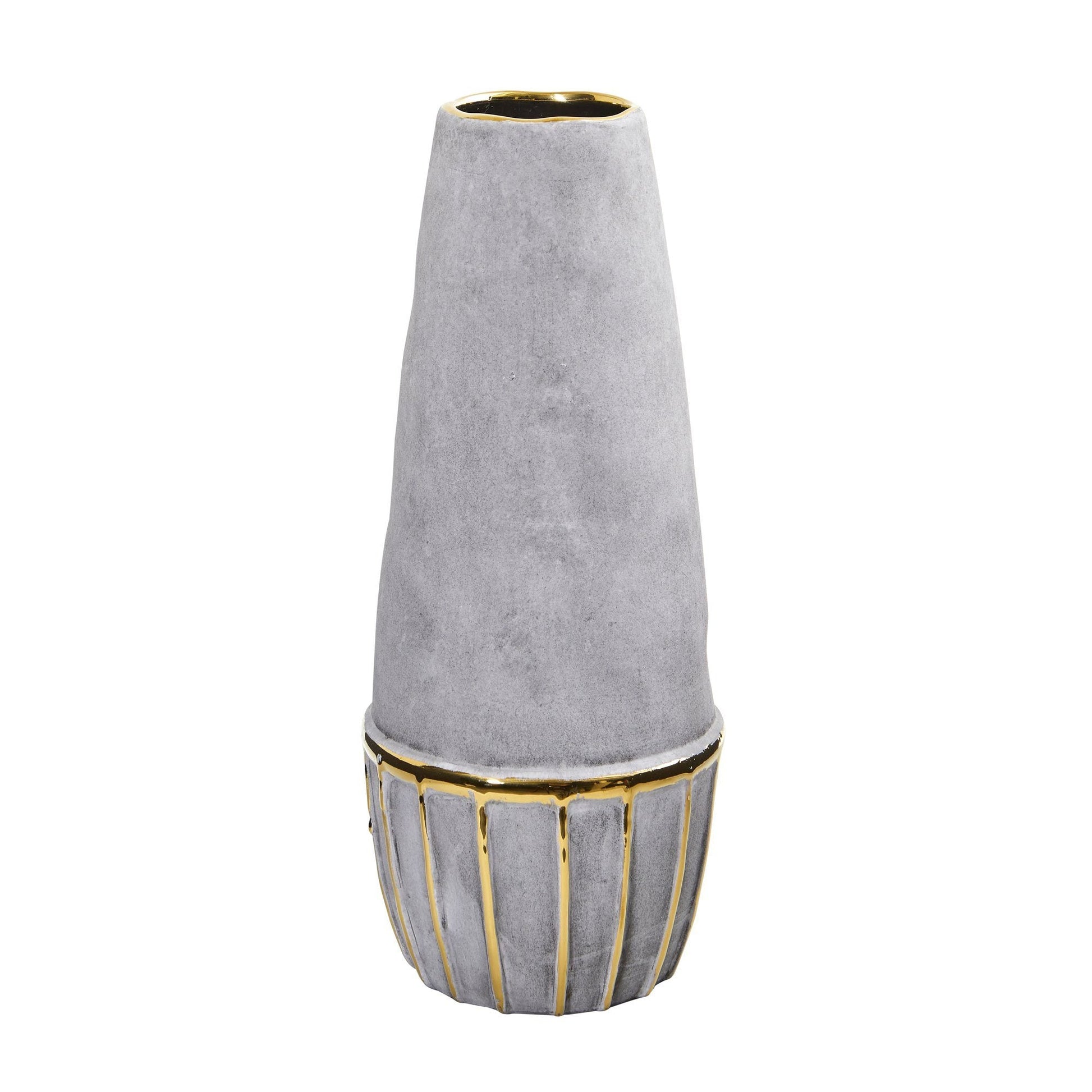 15” Regal Stone Decorative Vase with Gold Accents - Tampa Home & Garden Store