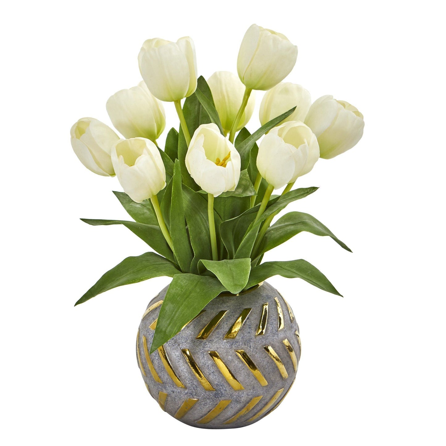 15” Tulip Artificial Arrangement in Decorative Vase - Tampa Home & Garden Store