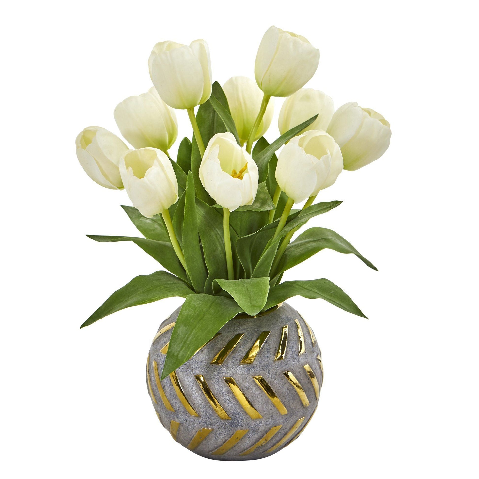 15” Tulip Artificial Arrangement in Decorative Vase - Tampa Home & Garden Store