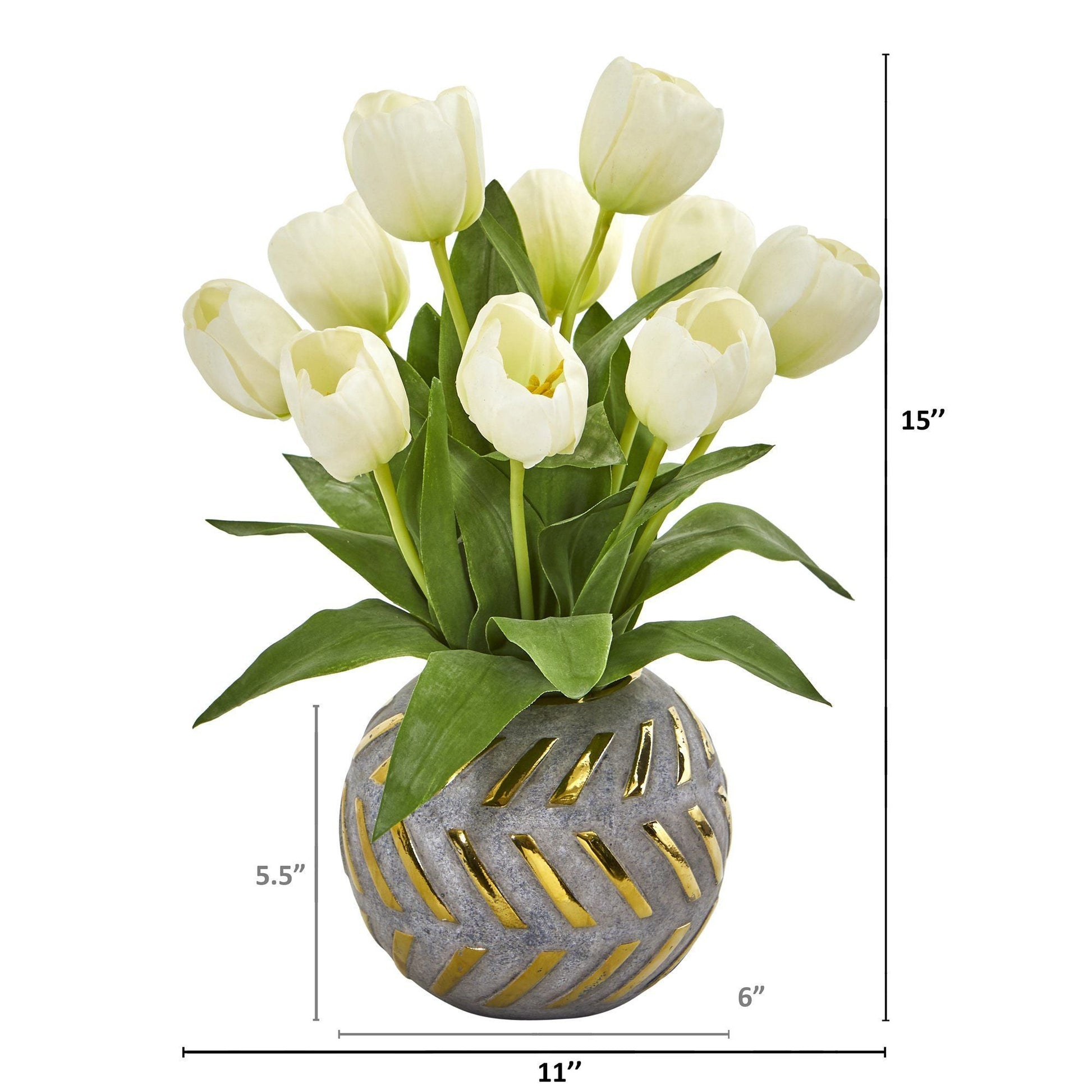 15” Tulip Artificial Arrangement in Decorative Vase - Tampa Home & Garden Store